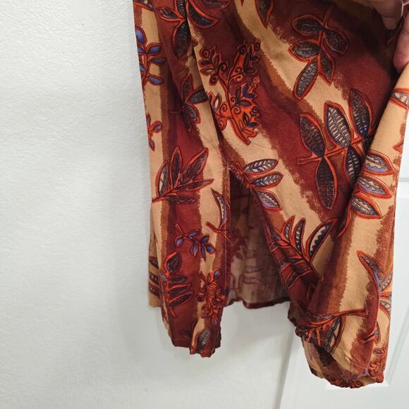 KAKTUS Y2K Boho Patchwork Midi Dress Plus Size 2X Side Slit Earth Tone Ethnic - Picture 6 of 9